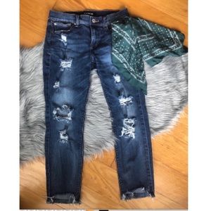 Express distressed ankle jeans